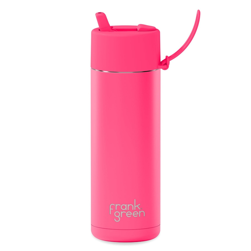 Thumbnail of 20oz Stainless Steel Ceramic Reusable Bottle Neon Pink With Flip Straw Lid image