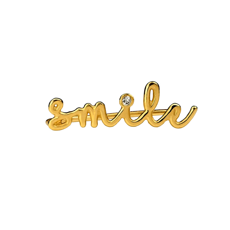 Thumbnail of Smile Diamond Single Slider Earring Left Ear image