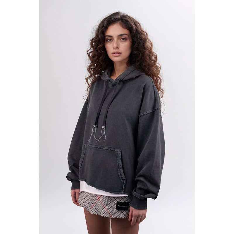Oversized Three Layered Distressed Hoodie W | mysimplicated | Wolf 
