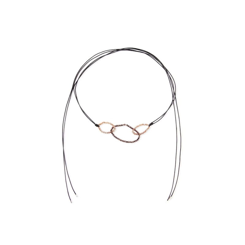 Thumbnail of 3-Oval Crystal Bead Ring Wrap Choker image