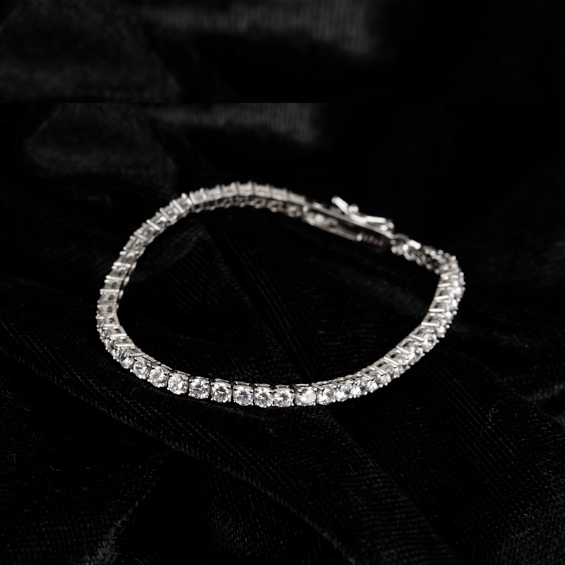 ◆HYERES LOR◆ Essence Silver (P) Crown Tennis Bracelet 3mm VTG Carolee Silver 3 Row Rhinestone Tennis Bracelet Signed 7