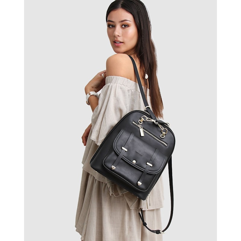 Fifth Ave Leather Backpack - Black by Belle & Bloom