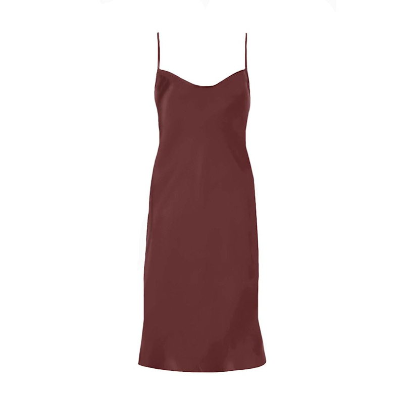Silk Cowl Mini Slip Dress Cocoa Brown Anaphe Wolf Badger