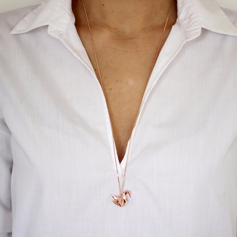Thumbnail of Swan Necklace Sterling Silver Rose Gold Plated image