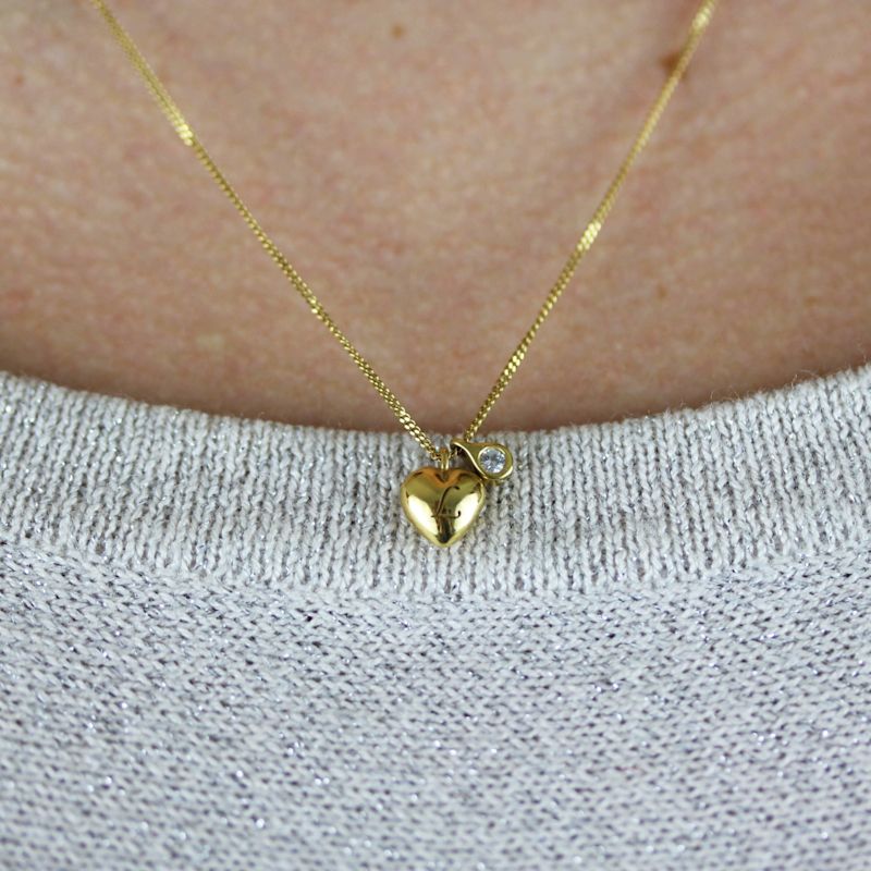 Thumbnail of Heart Initial & Diamond Pendant Necklace Gold image