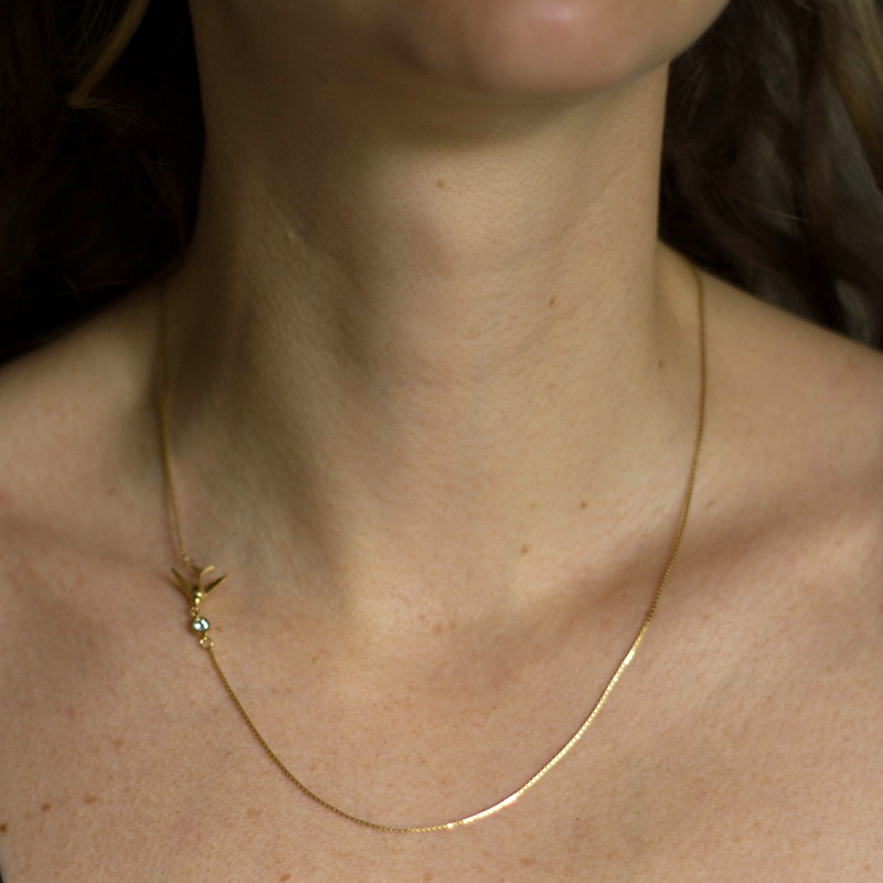 Thumbnail of Swallow Necklace White Sapphire & Gold image
