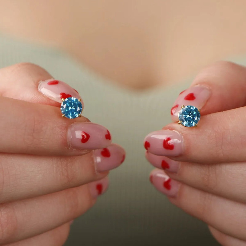 Thumbnail of 9Ct Gold Blue Topaz Stud Earrings image