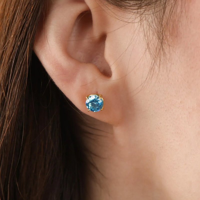 Thumbnail of 9Ct Gold Blue Topaz Stud Earrings image