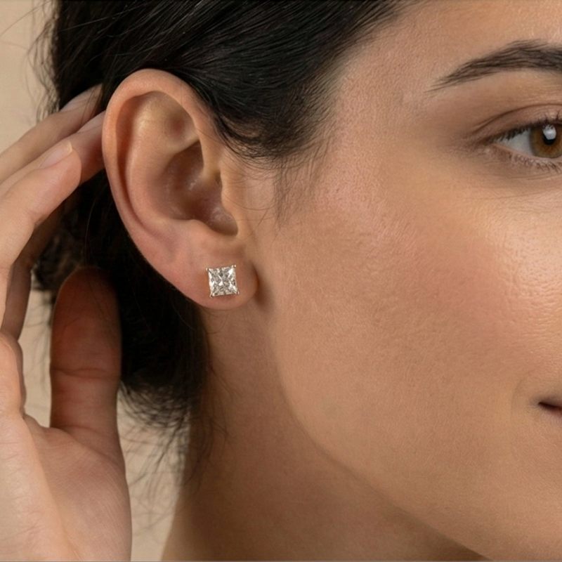 Thumbnail of 9Ct Solid Gold Square Stud Earrings image