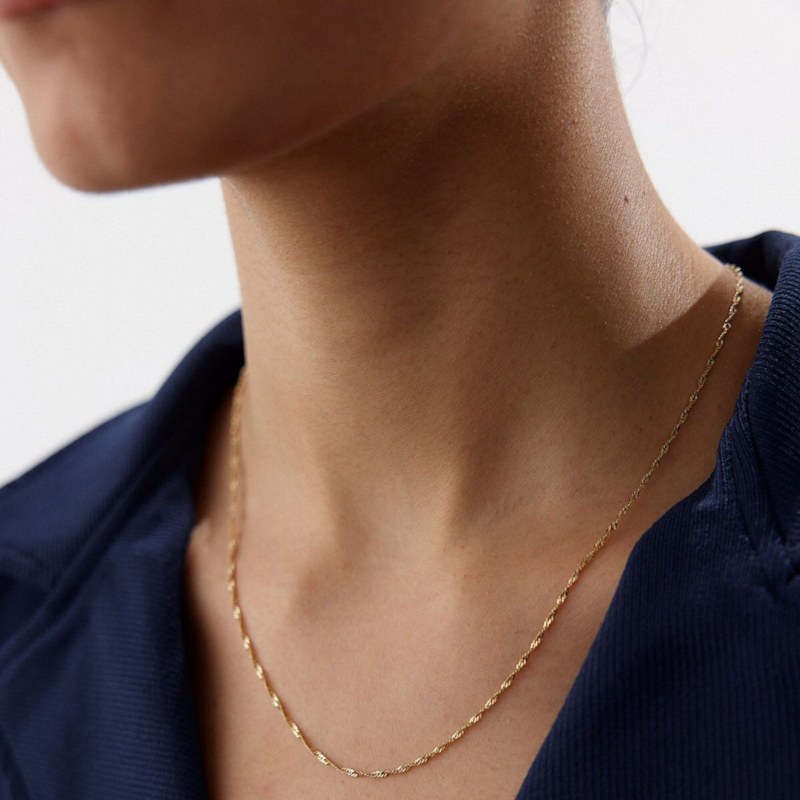 Thumbnail of 9Ct Solid Gold Twisted Singapore Chain Necklace image