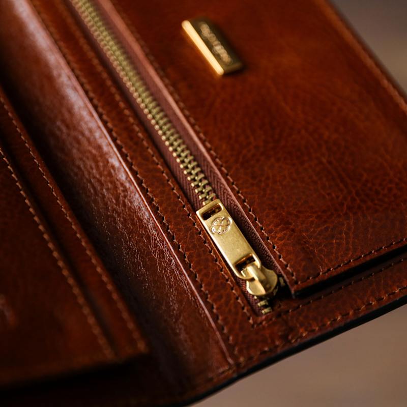 Thumbnail of A Coat Wallet In Cognac Brown - The Periodic Table image