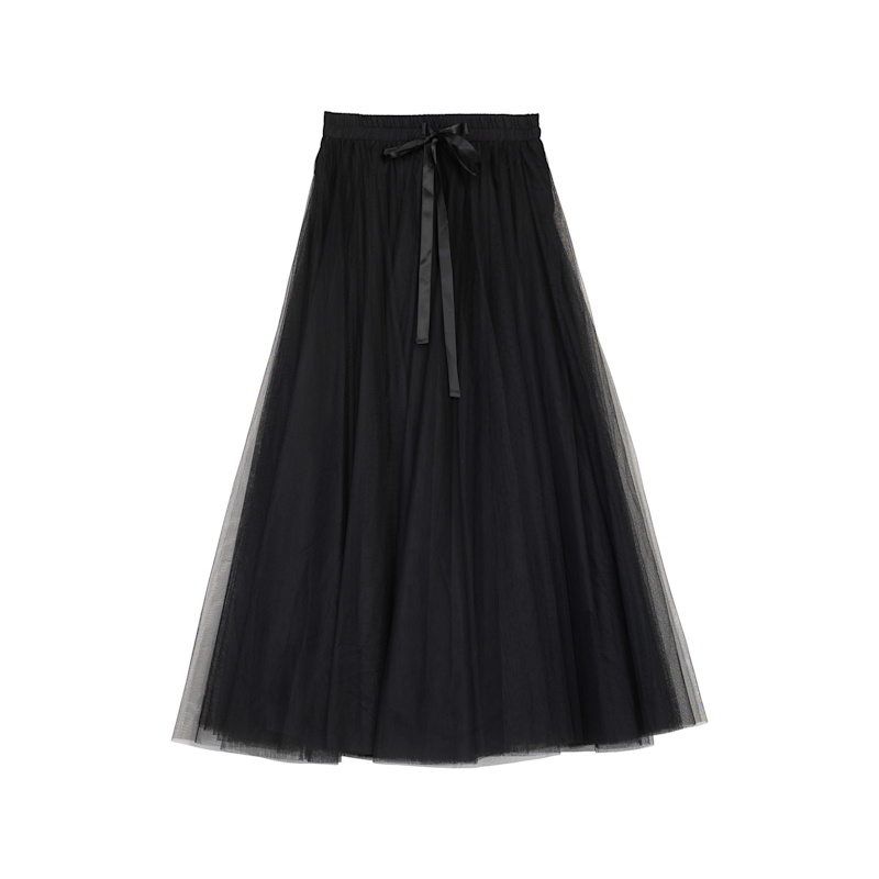 Thumbnail of A-Line Tulle Skirt with Elastic Waistband Black image