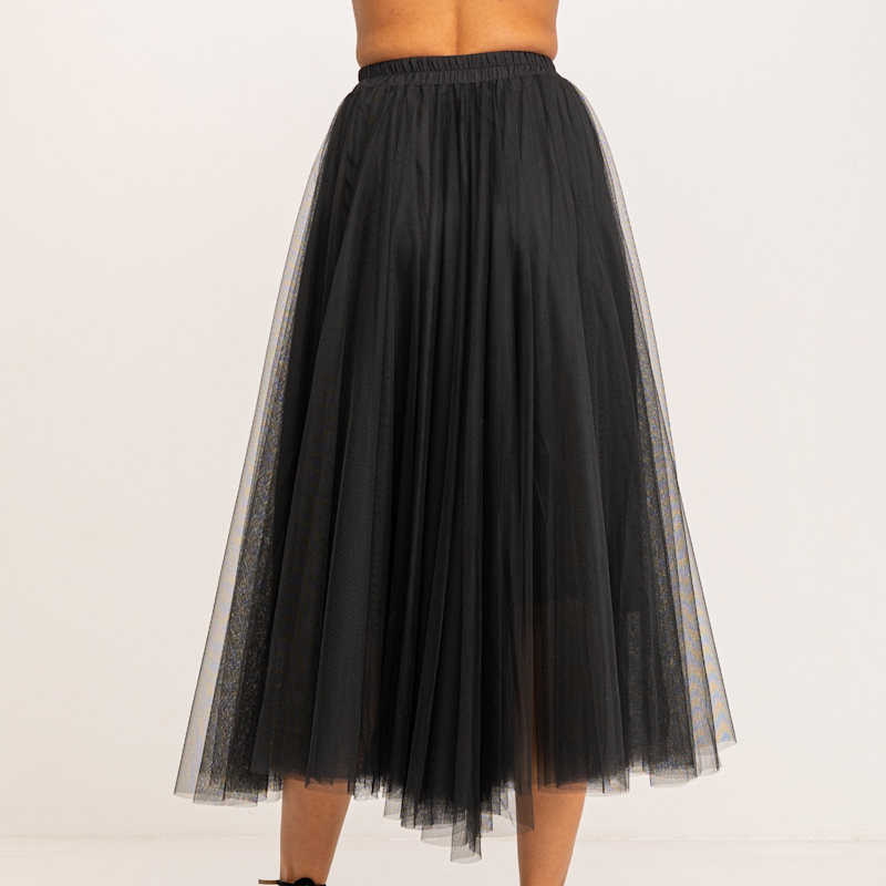 Thumbnail of A-Line Tulle Skirt with Elastic Waistband Black image
