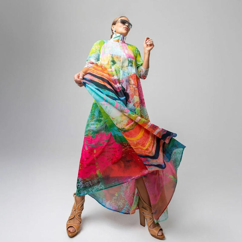Thumbnail of A-Shaped Maxi Dress - Mother Pink Red Green image