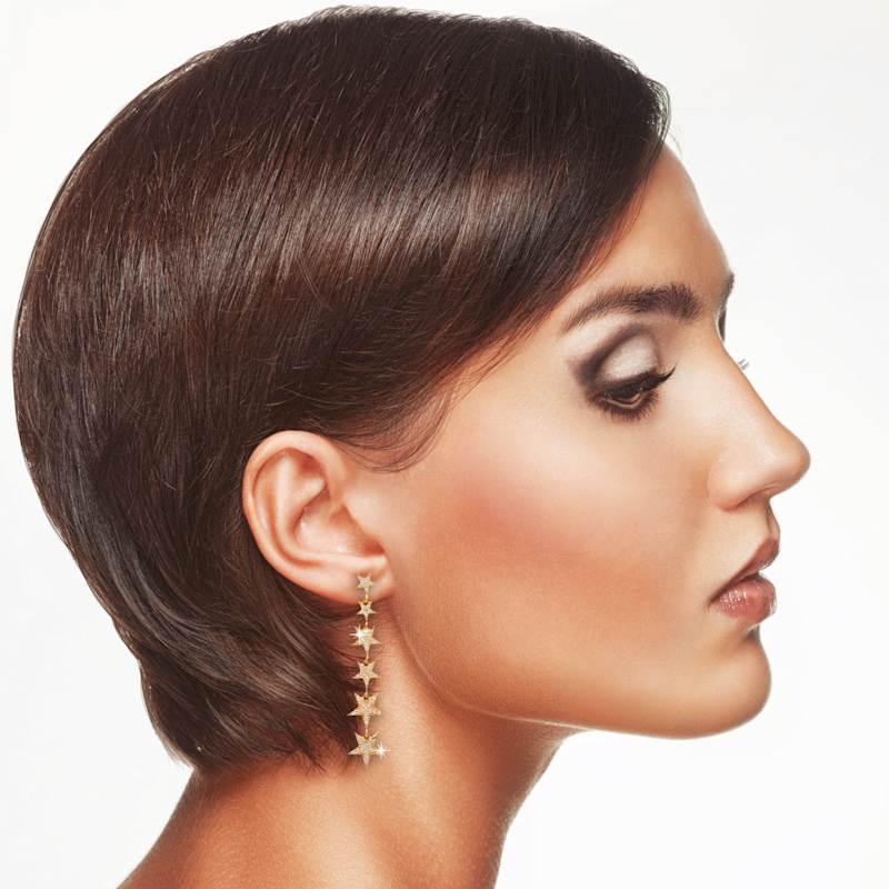 Thumbnail of Graduated Star Drop Earring Gold image