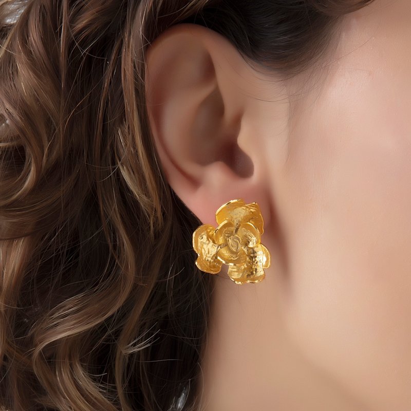 Thumbnail of Gold Rose Flower Earrings image
