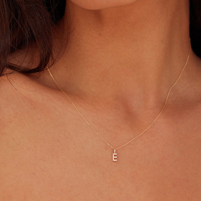 Thumbnail of Solid Gold Genuine Diamond Initial Letter Necklace image