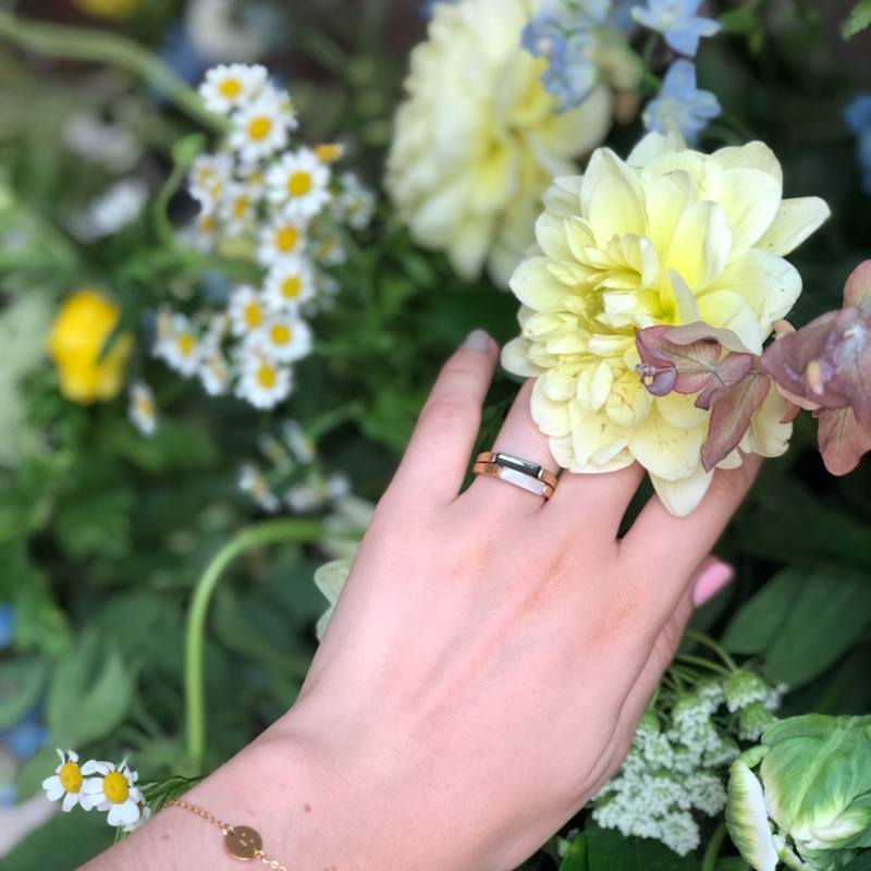 Thumbnail of 14K Gold Plated Slim Stacking Ring - Moonstone image