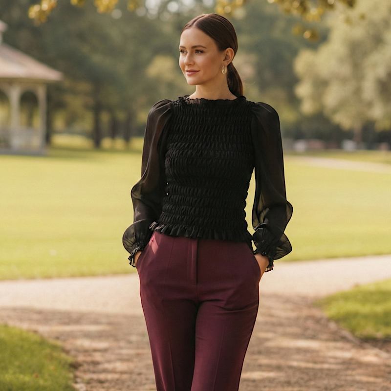 Thumbnail of Abby Lyocell Blend Puff Sleeve Top image