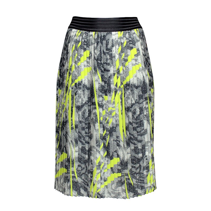 Thumbnail of Abstract Printed Knee-Length Pleated Recycled Fabric Skirt image