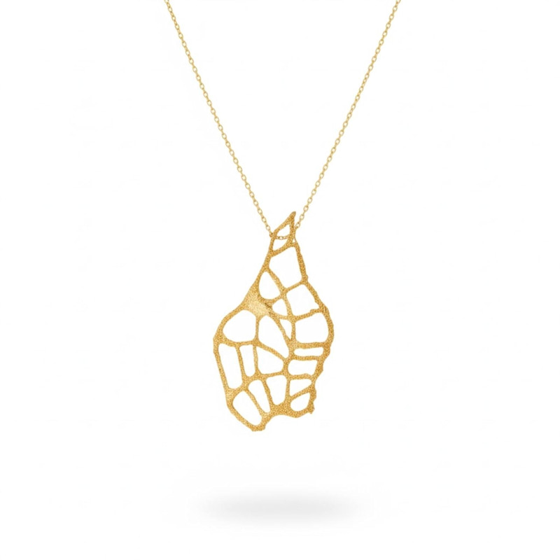 Thumbnail of Abstract Sculptural Thick Gold Plated Bronze Pendant Necklace image