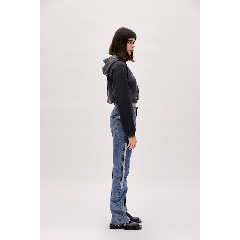 Thumbnail of Women Acid Washed Crop Hoodie - Black image