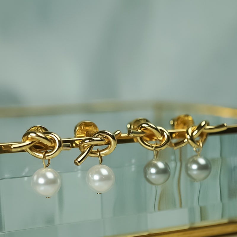 Thumbnail of Ada Knot Pearl Earrings image