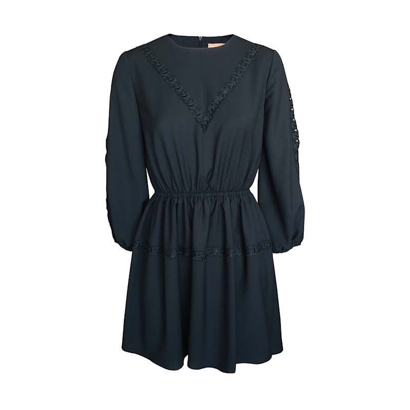 Thumbnail of Ada Lace Viscose Skater Mini Dress - Midnight Blue image