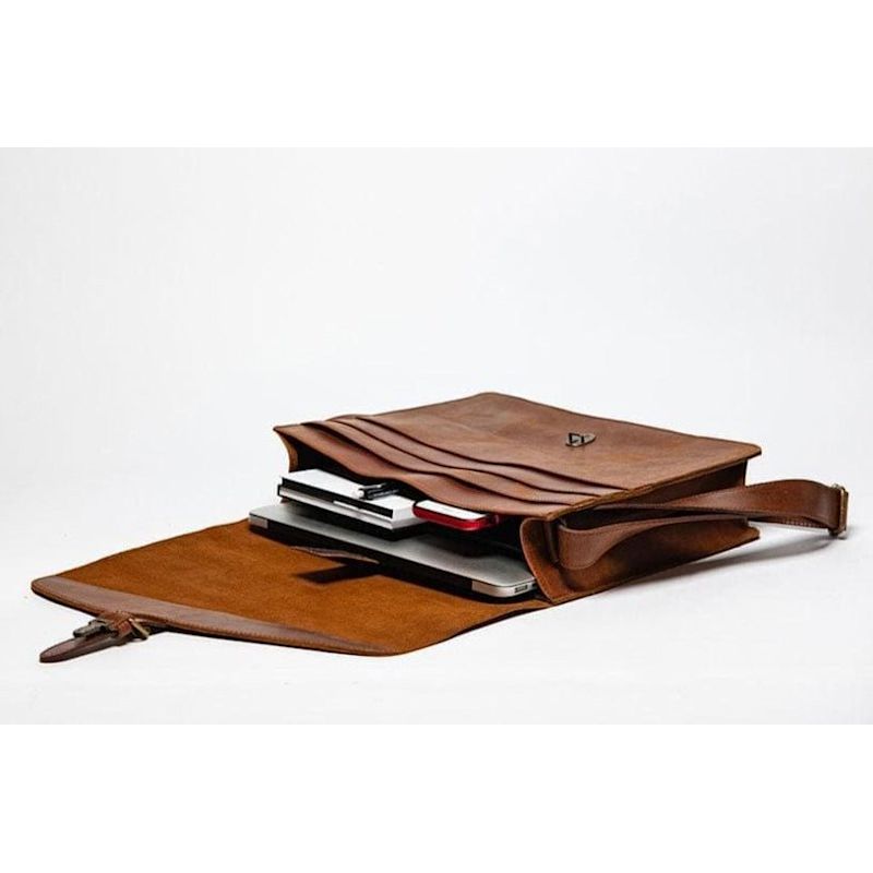 Thumbnail of Classic Leather Briefcase, Handmade Crossbody Work & Travel Bag image