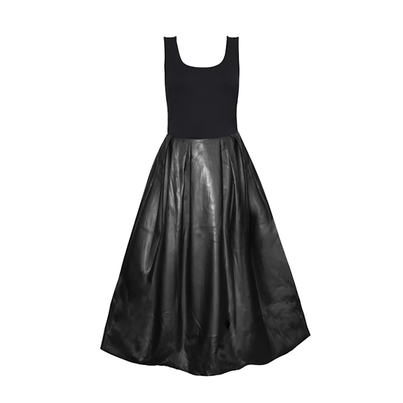 Addison Black Vegan Leather Puffball Dress | AMY LYNN | Wolf & Badger