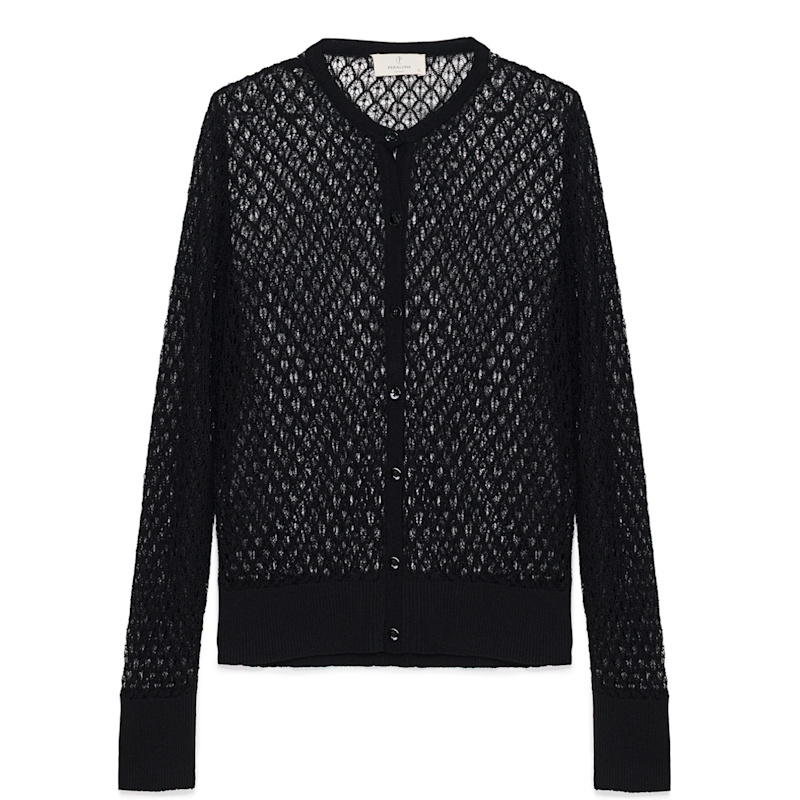 Thumbnail of Addison Openwork Knit Cardigan In Black image