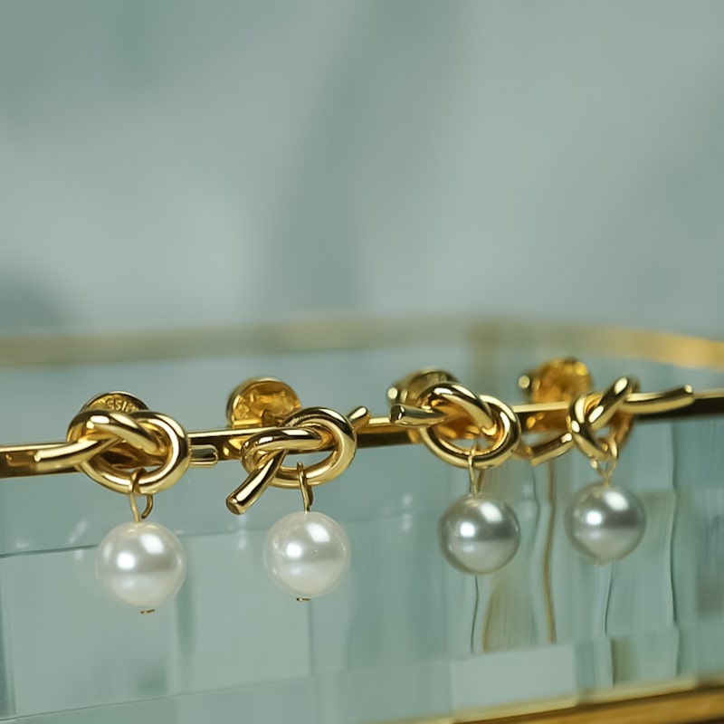 Thumbnail of Adeline Knot Pearl Earrings image