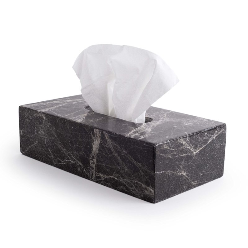 Thumbnail of Less Is More Tissue Box Rectangular - Black Marble image