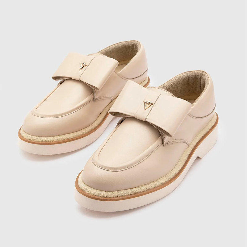 Thumbnail of Adia Beige Leather Women's Loafer image