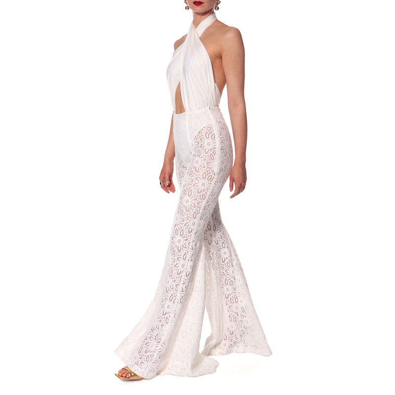 Thumbnail of Adley Off White Lace Flared Pants image