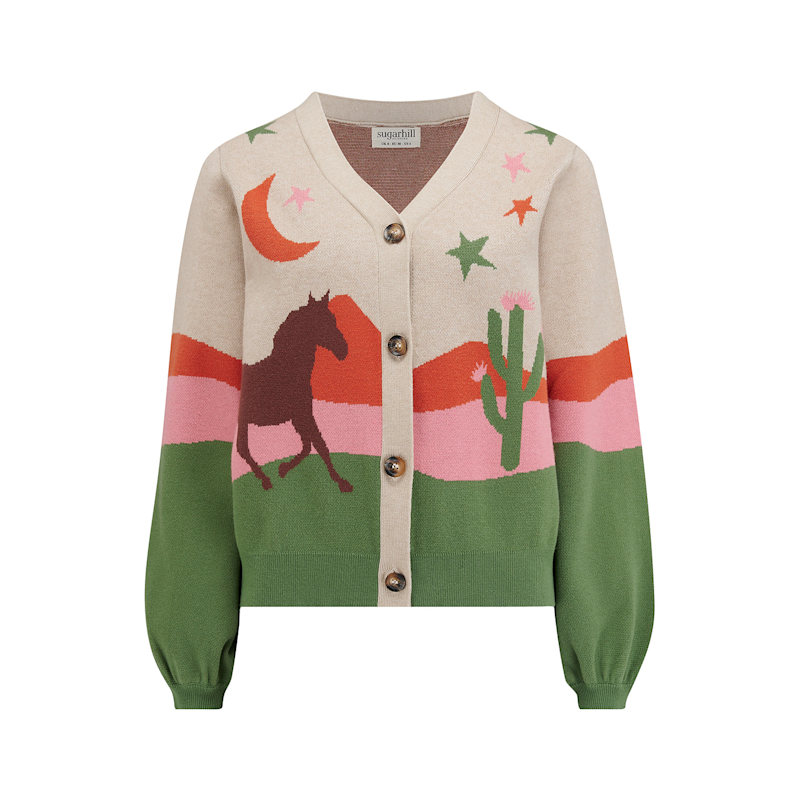 Adrian Cardigan Oatmeal, Desert Cowgirl | Sugarhill Brighton