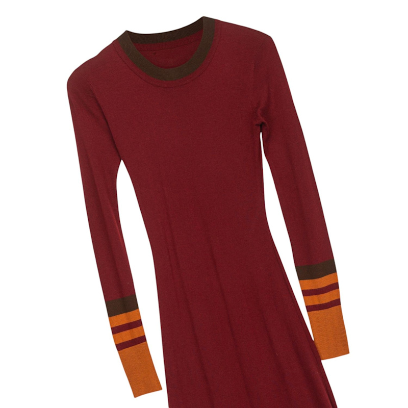 Adriana Burgundy And Orange Knit Dress | Dolores Promesas | Wolf & Badger