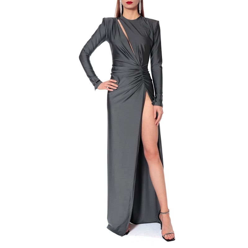 Thumbnail of Adriana Smokey Pearl Maxi Evening Dress image