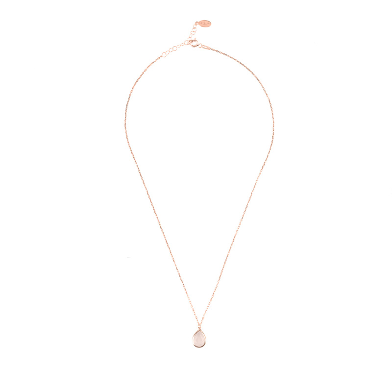 Thumbnail of Pisa Mini Teardrop Necklace Rosegold Rose Quartz image