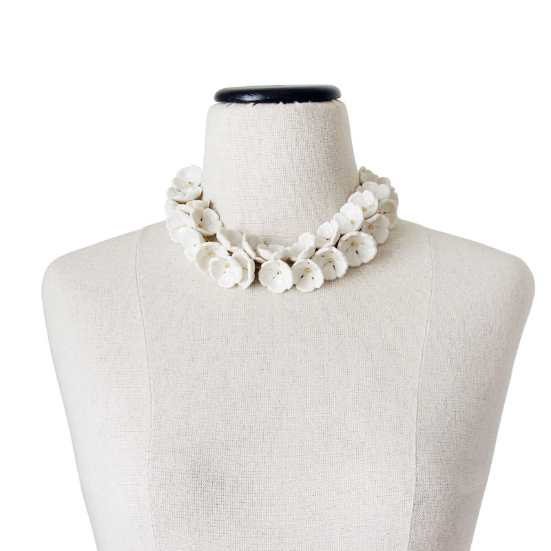 Thumbnail of Porcelain Plum Blossom Cluster Necklace image