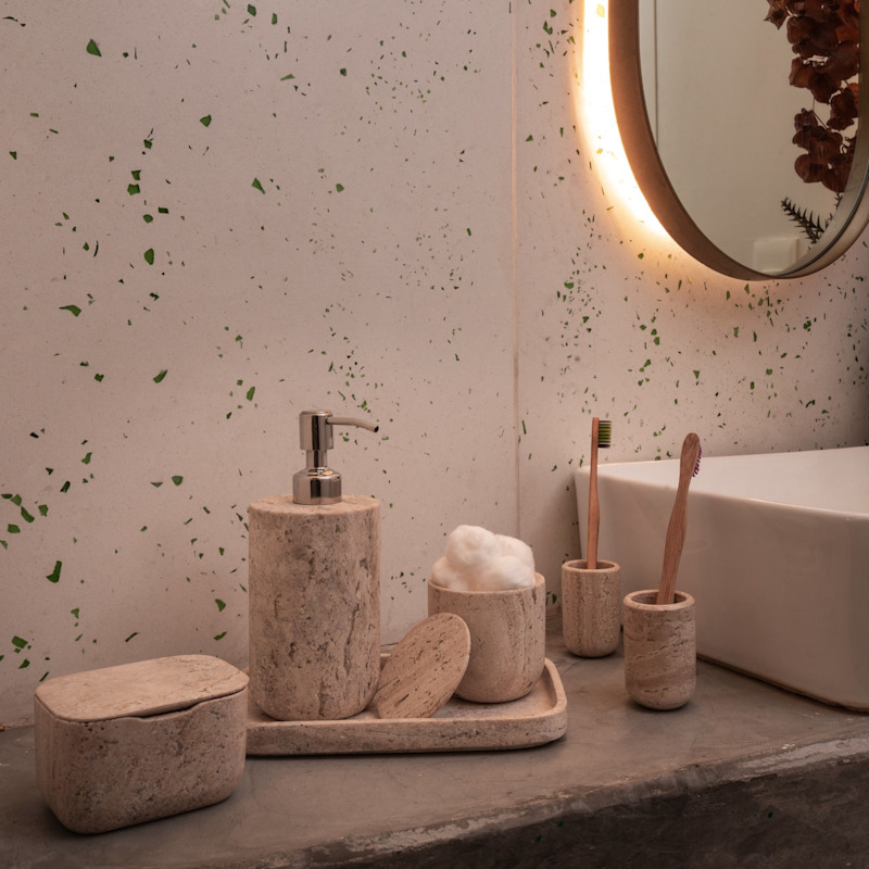 Thumbnail of Toothbrush Holder Less Is More - Travertine Marble image