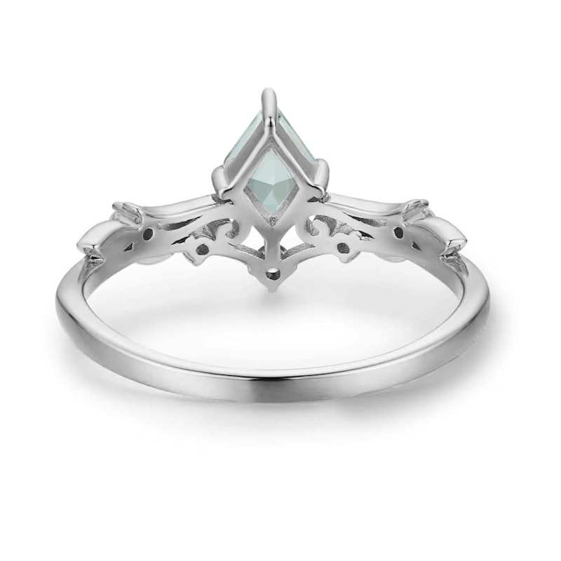 Thumbnail of Victorian Lace Moss Agate Ring White Gold Vermeil© image