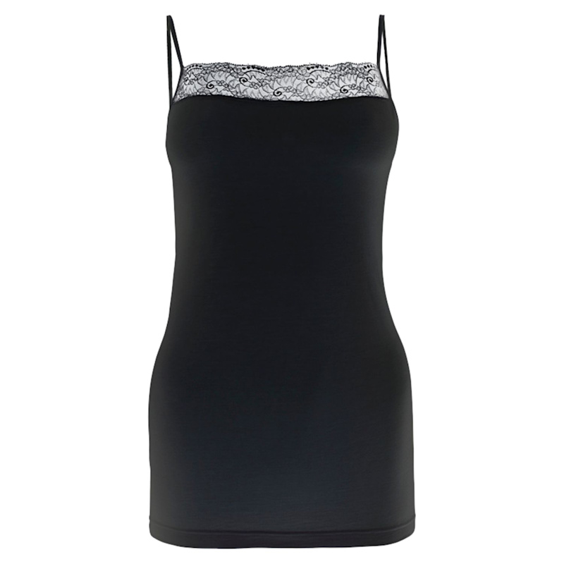 Thumbnail of Afrodita Lace Spaghetti Top – Soy Fiber Softness & Elegance - Color Black image