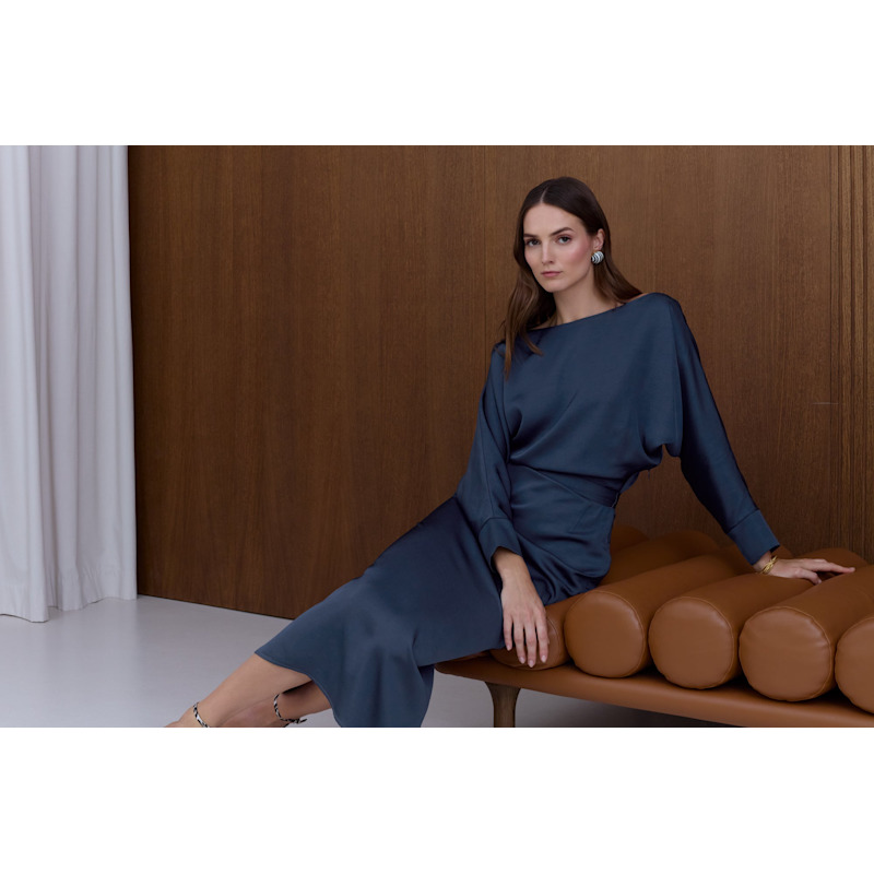 knee length dresses for ladies Bow Off The Shoulder A Line Midi Dress - Baby Blue main image 1