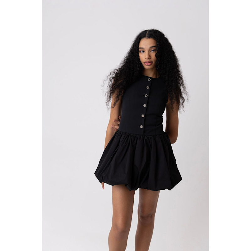 Thumbnail of Aimee Black Tailored Mini Puffball Dress image