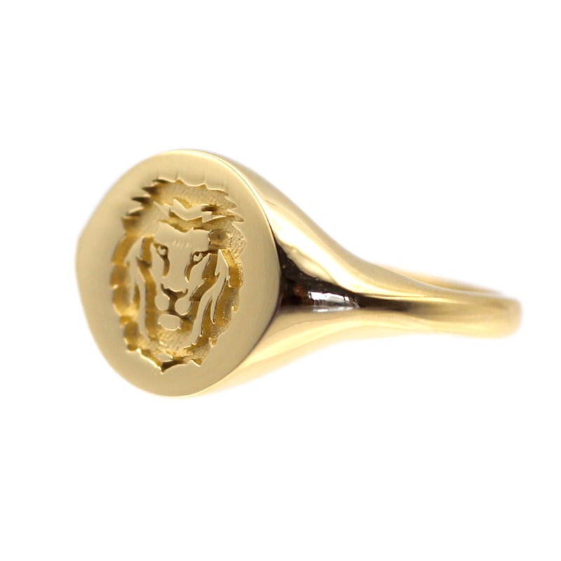 Thumbnail of Lion Signet Yellow Solid Gold Ring By Handmade image
