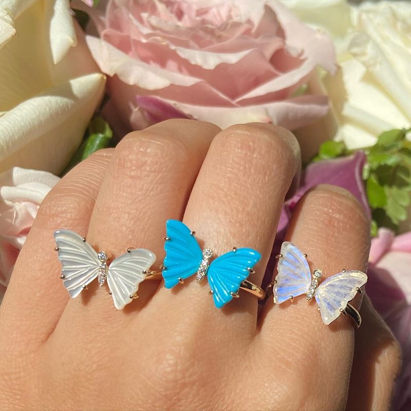 Thumbnail of Turquoise Butterfly Ring With Diamonds image