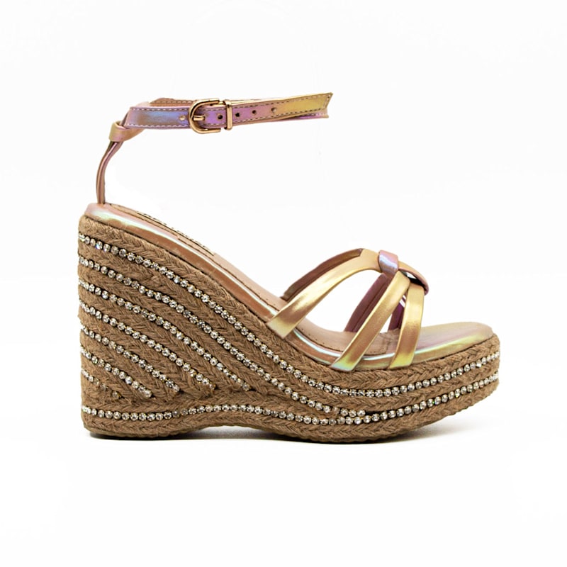 Thumbnail of Alani Nude Hand Embellished Luxury Wedge Shoe image