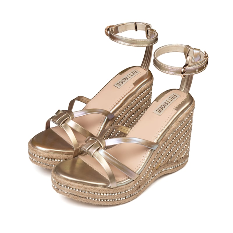 Thumbnail of Alani Nude Hand Embellished Luxury Wedge Shoe image
