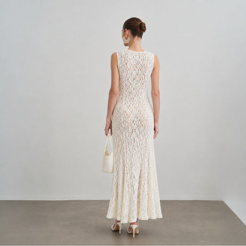 Alaya Lace Dress In Chantilly Ivory | Decolet the label | Wolf & Badger